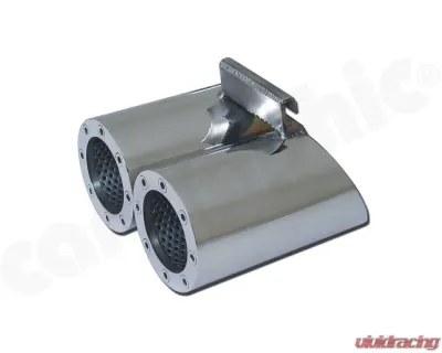 CARGRAPHIC Sport Rear Silencer 89mm "Revolver" Double-End Tailpipe Slash Cut Rolled-In Porsche 986 Boxster 2.5L Super Sound Version - CARP86ETSREV