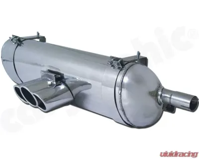 CARGRAPHIC Sport Rear Silencer "TRI-PIPE" Tailpipe Slash Cut Rolled-In Porsche 986 Boxster 2.5L Super Sound Version - CARP86ETSTRIR