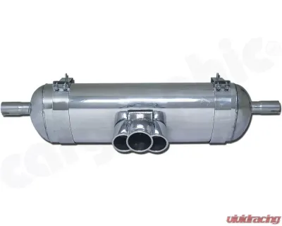 CARGRAPHIC Sport Rear Silencer "TRI-PIPE" Tailpipe Slash Cut Rolled-In Porsche 986 Boxster 2.5L Sound Version w/TUEV Certificate - CARP86ETTRIR