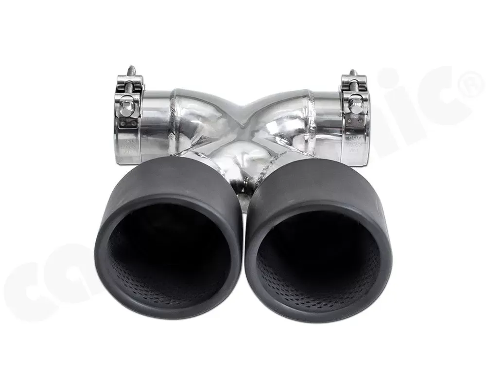 Cargraphic Sport Double-End Tailpipe 100mm | 4 Inch Rolled-In Round Matte Black Porsche 981 Boxster | Cayman | GTS | Spyder | GT4 2013+ - PERP81ER40RXTP