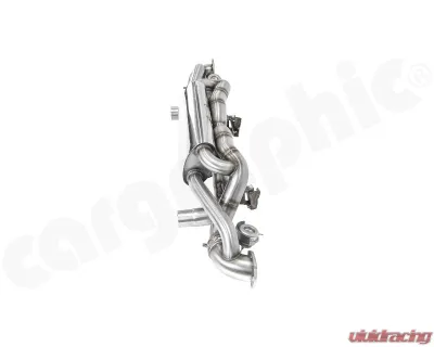 Cargraphic Sport Rear Silencer X-Pipe / RACING with Integrated Valves SS304L Porsche 718 Cayman GT4 | Syper RS 4.0L - CARP82GT4RSETXFLAP