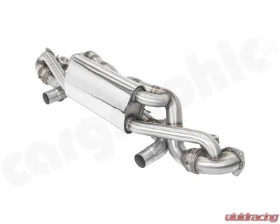 Cargraphic Sport Rear Silencer X-Pipe / RACING with Integrated Valves SS304L Porsche 718 Cayman GT4 | Syper RS 4.0L - CARP82GT4RSETXFLAP