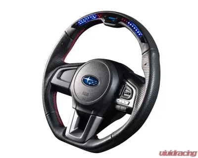 DAMD Black Leather Red Stiching Performance Steering Wheel Subaru Forester SJ 2012-2018 - DMD-DPS362-RX