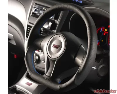 DAMD Black Leather Blue Stiching Sports Steering Wheel Subaru Impreza WRX STI (GV) 2008-2014 - DMD-STW-SS360RXBL
