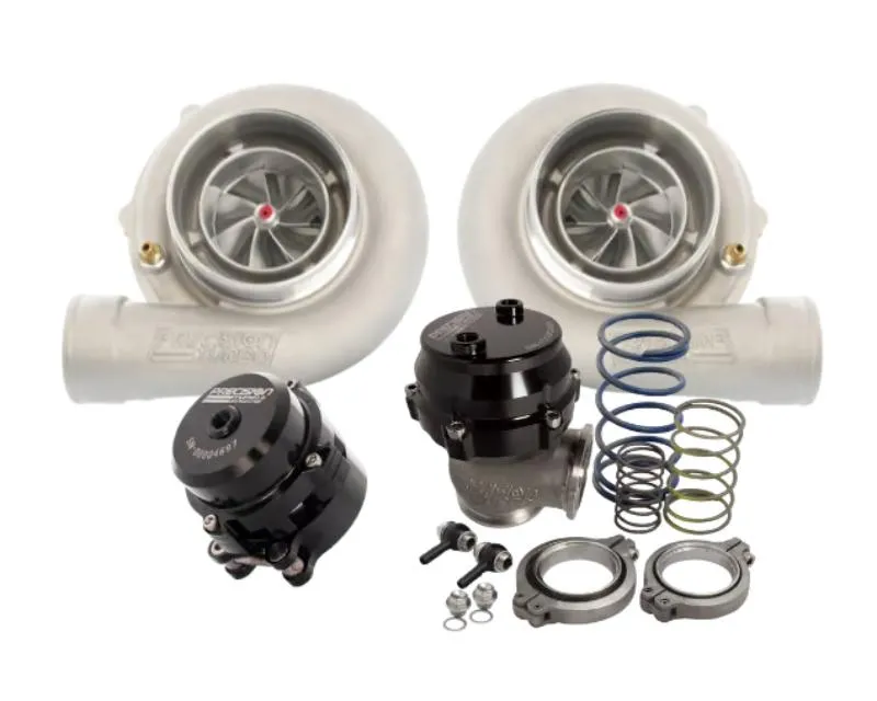 Precision Turbo & Engine 2-Mirror Image 6266 Turbos with 1.05 A/R | 2-46mm Wastegates | 2-50mm Bov's | Flange and Clamps Turbo Package - MIR-626605