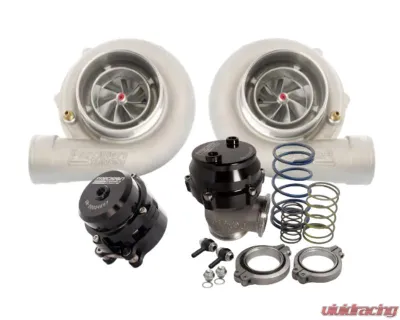 Precision Turbo & Engine 2-Mirror Image 6266 Turbos with .82 A/R | 2-46mm Wastegates | 2-50mm Bov's | Flange and Clamps Turbo Package - MIR-626682