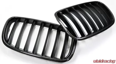 AutoTecknic Replacement Real Carbon Fiber Front Grilles BMW E70 X5 | X5M E71 X6 | X6M 2007-2014 - ATK-BM-0226