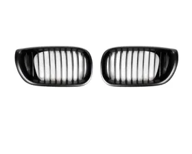 AutoTecknic Replacement Stealth Black Front Grilles BMW E46 3-Series LCI Sedan 2002-2005
