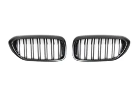 AutoTecknic Replacement Dual-Slats Carbon Fiber Front Grilles BMW G30 5-Series