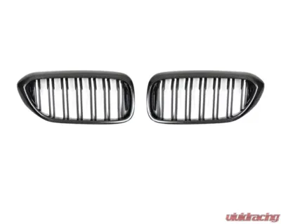 AutoTecknic Replacement Dual-Slats Carbon Fiber Front Grilles BMW G30 5-Series - BM-0250-DS-CF