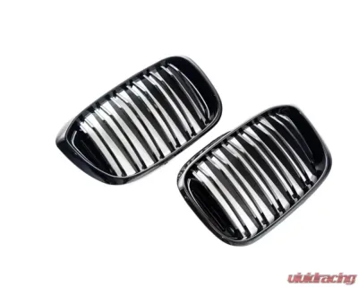 AutoTecknic Painted Dual-Slat Glazing Black Front Grilles BMW G01 X3 | G02 X4 Pre-LCI - BM-0256-DS-GB