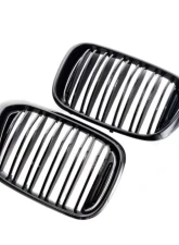 AutoTecknic Painted Dual-Slat Glazing Black Front Grilles BMW G01 X3 | G02 X4 Pre-LCI                                     - BM-0256-DS-GB - Image 5