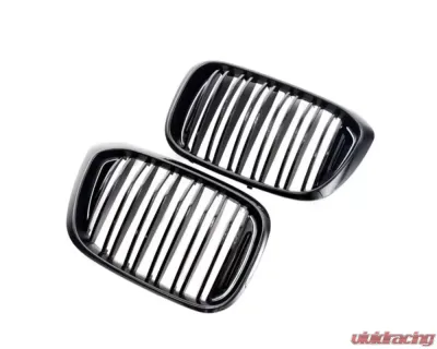 AutoTecknic Painted Dual-Slat Glazing Black Front Grilles BMW G01 X3 | G02 X4 Pre-LCI - BM-0256-DS-GB