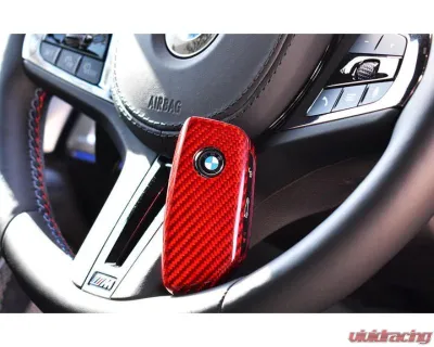 Auto Tecknic Dry Carbon Remote Key Case Red for BMW F95 X5M LCI 2018-2025 - ATK-BM-0060-RC