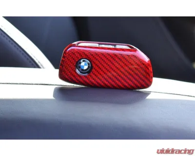 Auto Tecknic Dry Carbon Remote Key Case Red for BMW F95 X5M LCI 2018-2025 - ATK-BM-0060-RC