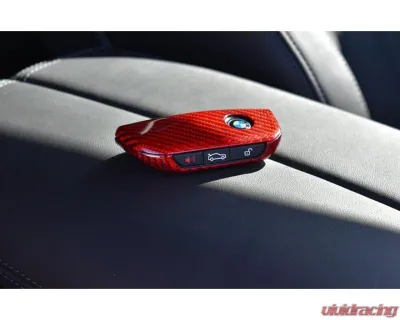 Auto Tecknic Dry Carbon Remote Key Case Red for BMW F95 X5M LCI 2018-2025 - ATK-BM-0060-RC