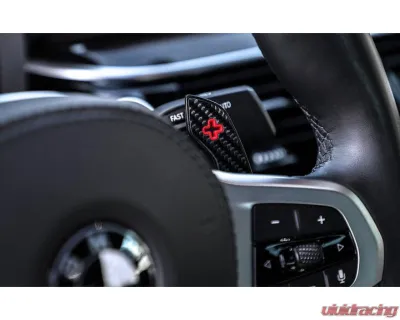 Auto Tecknic Carbon Fiber Shift Paddles Red Indicators Gloss for BMW G80 M3 G82 M4 2020-2025 - ATK-BM-0418