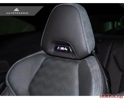 Auto Tecknic Dry Carbon Front Seat Illuminated Emblem Cover for BMW M2 2016-2021 - ATK-BM-0800-SMS