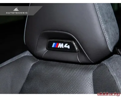 Auto Tecknic Dry Carbon Front Seat Illuminated Emblem Cover for BMW M2 2016-2021 - ATK-BM-0800-SMS