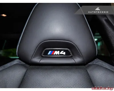 Auto Tecknic Dry Carbon Front Seat Illuminated Emblem Cover for BMW M2 2016-2021 - ATK-BM-0800-SMS