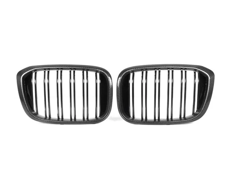 AutoTecknic Dry Carbon Fiber Dual-Slats Front Grille Set BMW G01 X3 | G02 X4 Pre-LCI 2014-2025 - ATK-BM-0897