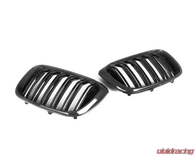 Auto Tecknic Dry Carbon Fiber Dual-Slats Front Grille Set for BMW G01 X3 G02 X4 2014-2025 - ATK-BM-0897
