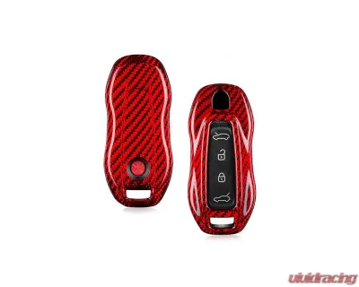 AutoTecknic Dry Red Carbon Fiber Key Remote Trim Porsche Macan EV 2024+ - ATK-PR-0060-RC