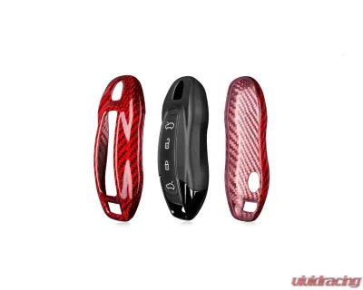 AutoTecknic Dry Red Carbon Fiber Key Remote Trim Porsche Macan EV 2024+ - ATK-PR-0060-RC