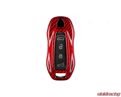 AutoTecknic Dry Red Carbon Fiber Key Remote Trim Porsche Macan EV 2024+ - ATK-PR-0060-RC