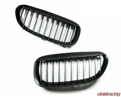 AutoTecknic Replacement ABS Matte Black Front Grilles BMW E63 Coupe | E64 Cabrio | 6 Series 2004-2011 - BM-0180