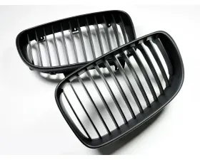 AutoTecknic Replacement ABS Matte Black Front Grilles BMW E82 Coupe | E88 Cabrio | 1 Series 2008-2013