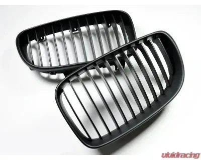 AutoTecknic Replacement ABS Matte Black Front Grilles BMW E82 Coupe | E88 Cabrio | 1 Series 2008-2013 - BM-0200