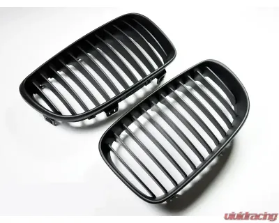 AutoTecknic Replacement ABS Matte Black Front Grilles BMW E82 Coupe | E88 Cabrio | 1 Series 2008-2013 - BM-0200