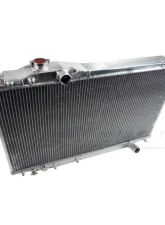 Powerhouse Racing XTM Matte Black Powder Coat Finish -20AN Inlet and Outlet Aluminum Race Radiator Toyota Supra 1993-1997                                     - PHR 01010645.MB.20 - Image 3