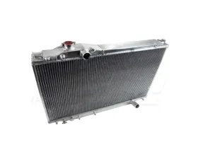Powerhouse Racing XTM Polished Finish OEM Hose Inlet and Outlet Aluminum Race Radiator Toyota Supra 1993-1997