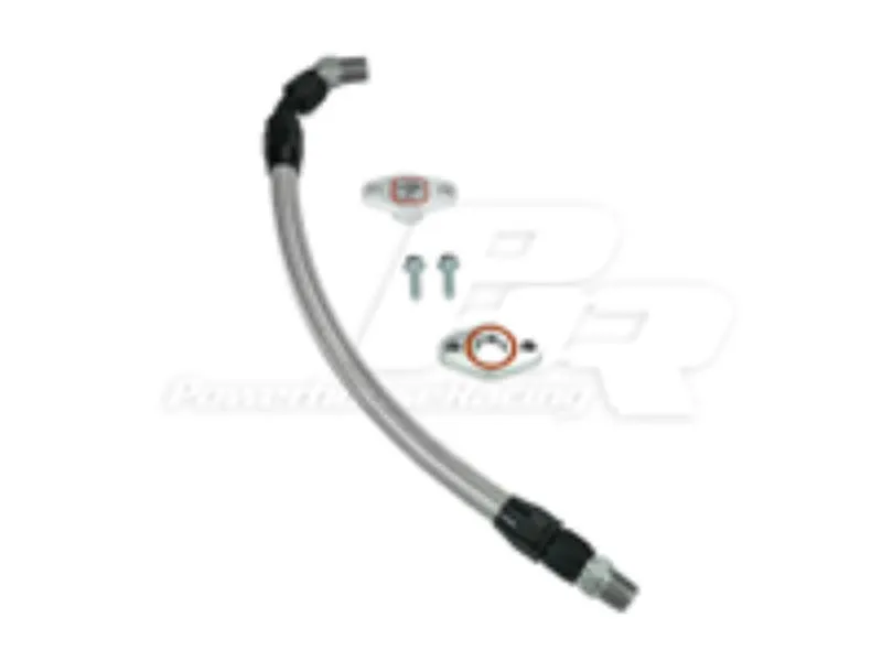 Powerhouse Racing Stainless Braided Line with Black Hose Ends Turbo Oil Drain Kit Toyota Supra RHD - PHR 01012063.BK