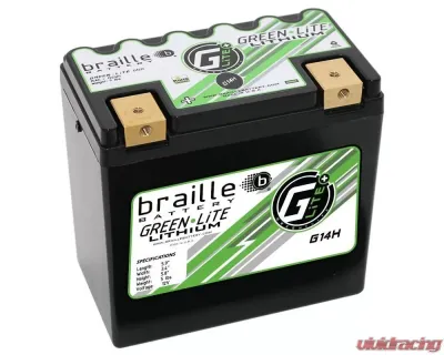 Braille 12 Volt/376 PCA/15.0 AMP Lithium Green-Lite Motorsports Left Battery - G14H