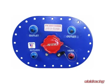ATL Racing 6x10 inch Steel Regular Tank-Fill Plate Flap Valve Assembly w/ 2 #6 Outlets & Twist-Off Billet Cap - TF195-6-AC
