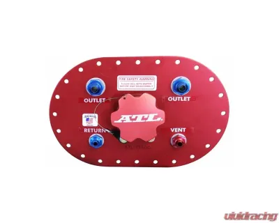 ATL Racing 6x10 inch Aluminum Regular Tank-Fill Plate Flap Valve Assembly w/ 2 #10 Outlets & Twist-Off Billet Cap - TF600-10