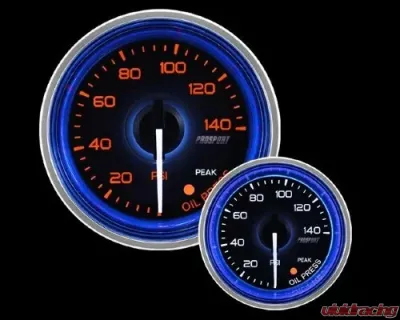 ProSport 2-1/16" Crystal Blue/White Oil Pressure Gauge - 216CLSNWAOPU-R.PSI