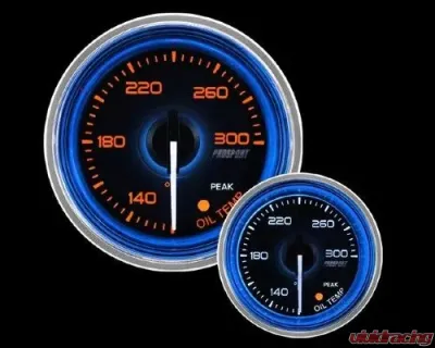 ProSport 2-1/16" Crystal Blue/White Oil Temperature Gauge - 216CLSNWAOTU-R.F