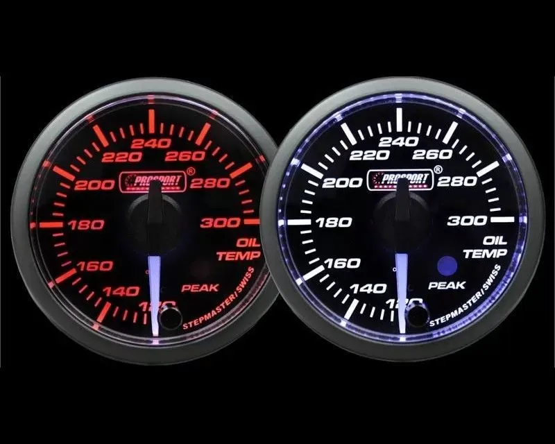 ProSport 2-1/16" Premium White pointer Clear Lens Amber/White Oil Temperature Gauge - 216SMWAOTWNCL270-PK.F