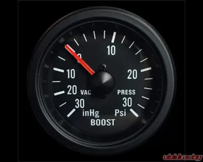 ProSport 2-1/16" Mechanical Boost Gauge Clear Lens White LED - PSYBO270-12