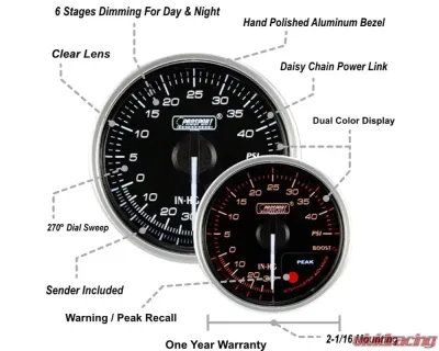 ProSport 2-1/16" Supreme Series Electrical Boost Gauge - 216CLSDWABOU-R
