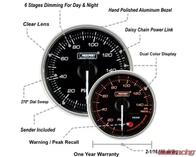 ProSport 2-1/16" Supreme Series Electrical Oil Pressure Gauge - 216CLSDWAOPU-R