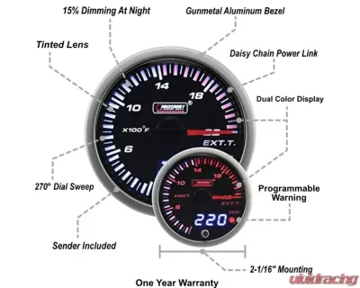 ProSport 2-1/16" JDM Electrical Exhaust Gas Temperature Gauge - 216JDMEGT-R.F