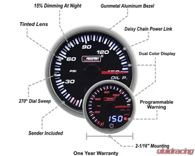 ProSport 2-1/16" JDM Electrical Oil Pressure Gauge - 216JDMOP-R.PSI