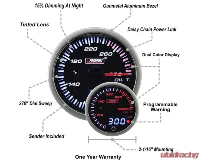 ProSport 2-1/16" JDM Electrical Oil Temperature Gauge - 216JDMOT-R.F