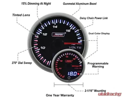 ProSport 2-1/16" JDM Electrical Volt Gauge - 216JDMVO-R
