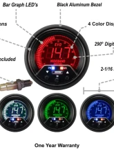 ProSport 60mm 4 Color Premium EVO Series Wideband Air Fuel Ratio Gauge Kit                                     - 238EVOAFRPK4.9-WO - Image 2